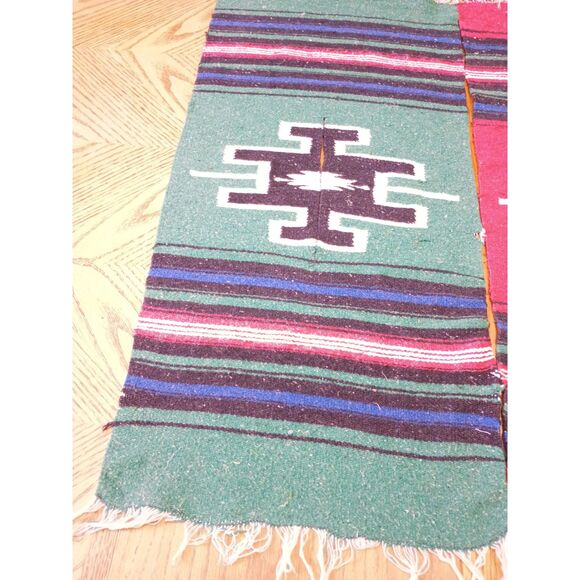 Set 3 Vintage Chimayo Weaving Miniature Rug Mats Southwest New Mexico 30" x 15" - Picture 2 of 4